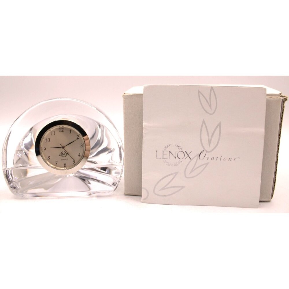 NEW LENOX Ovations Applause Crystal Desk Clock 3x3" With Box New Battery